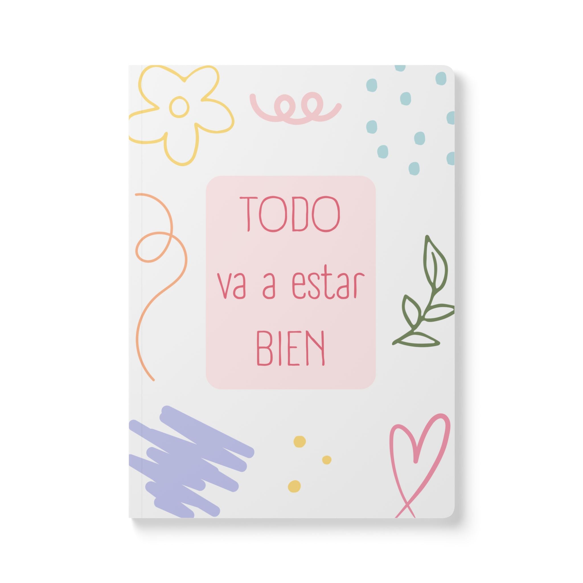 Libreta Confetti Pastel - "Todo va a estar bien" - Tapa Blanda 5" x 8" 100 hojas