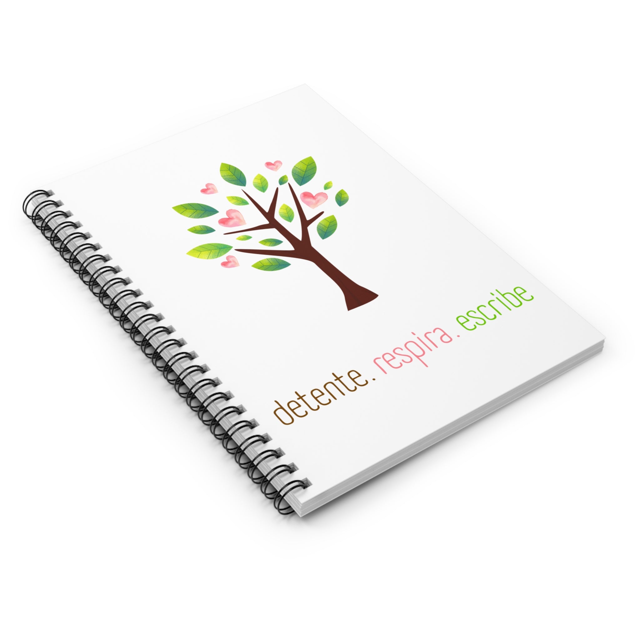 Libreta de espiral — "detente. respira. escribe." Floral Tree Journal