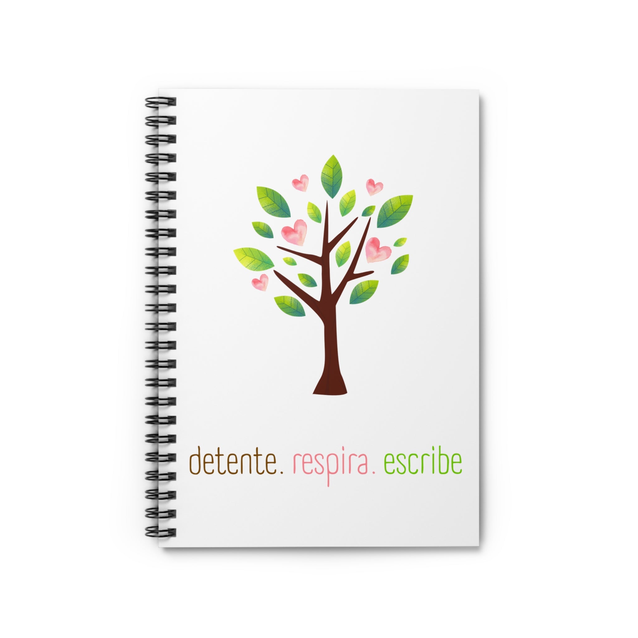 Libreta de espiral — "detente. respira. escribe." Floral Tree Journal