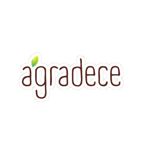 Agradece Kiss-Cut Sticker — Gratitude Logo Sticker with Leaf Accent - Papeles Verdes