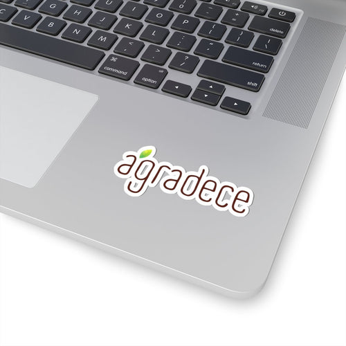 Agradece Kiss-Cut Sticker — Gratitude Logo Sticker with Leaf Accent - Papeles Verdes