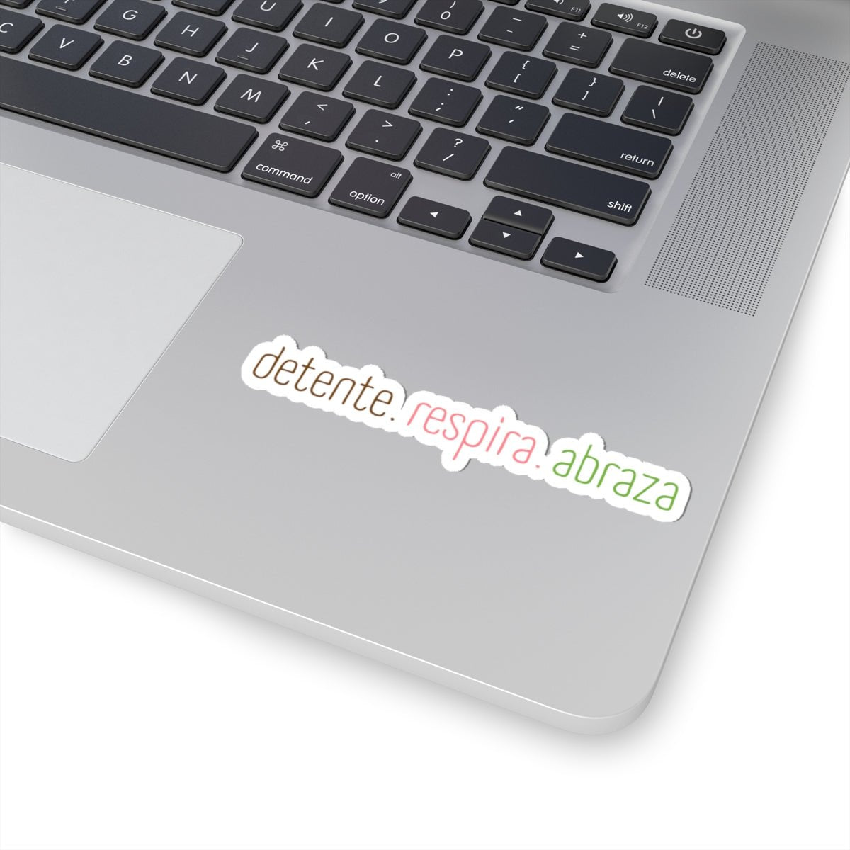 Detente. Respira. Abraza. - Sticker - Frase Positiva - Papeles Verdes