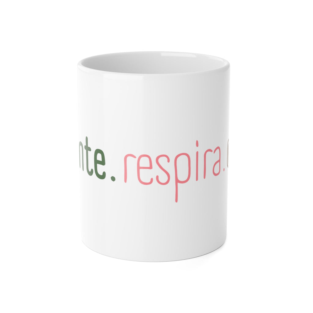 Detente. Respira. Cafe - taza de ceramica - Frase positiva (11oz) - Papeles Verdes