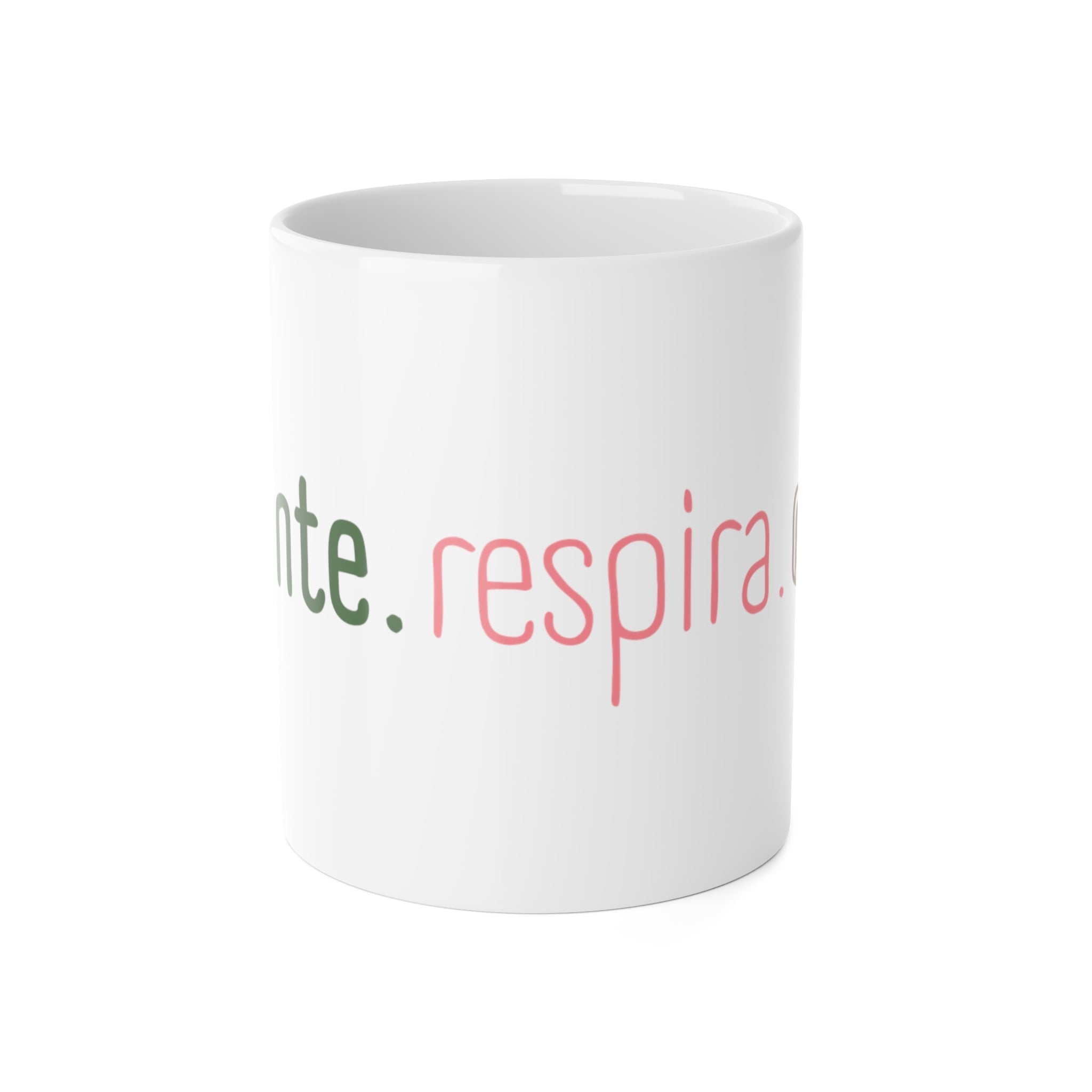 Detente. Respira. Cafe - taza de ceramica - Frase positiva (11oz) - Papeles Verdes