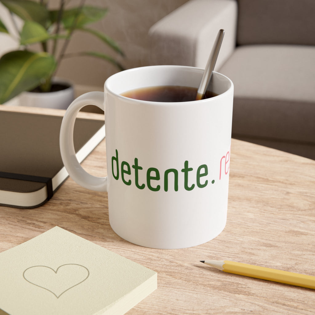Detente. Respira. Cafe - taza de ceramica - Frase positiva (11oz) - Papeles Verdes