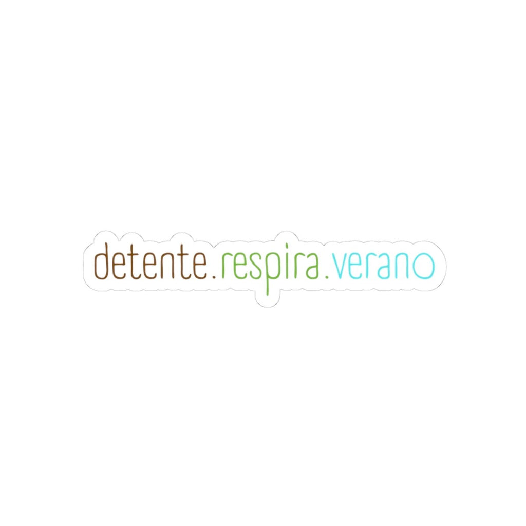 Kiss-Cut Sticker — “detente. respira. verano” Minimal Spanish Calm Decal - Papeles Verdes