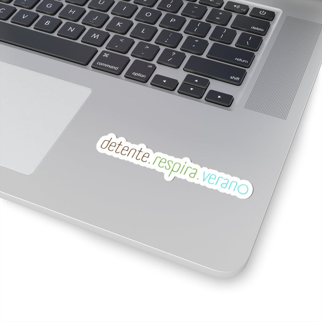 Kiss-Cut Sticker — “detente. respira. verano” Minimal Spanish Calm Decal - Papeles Verdes
