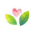 Leaf Heart Sticker – Cute Watercolor Plant Laptop Vinyl Sticker Corazon rosa y hojas - Papeles Verdes