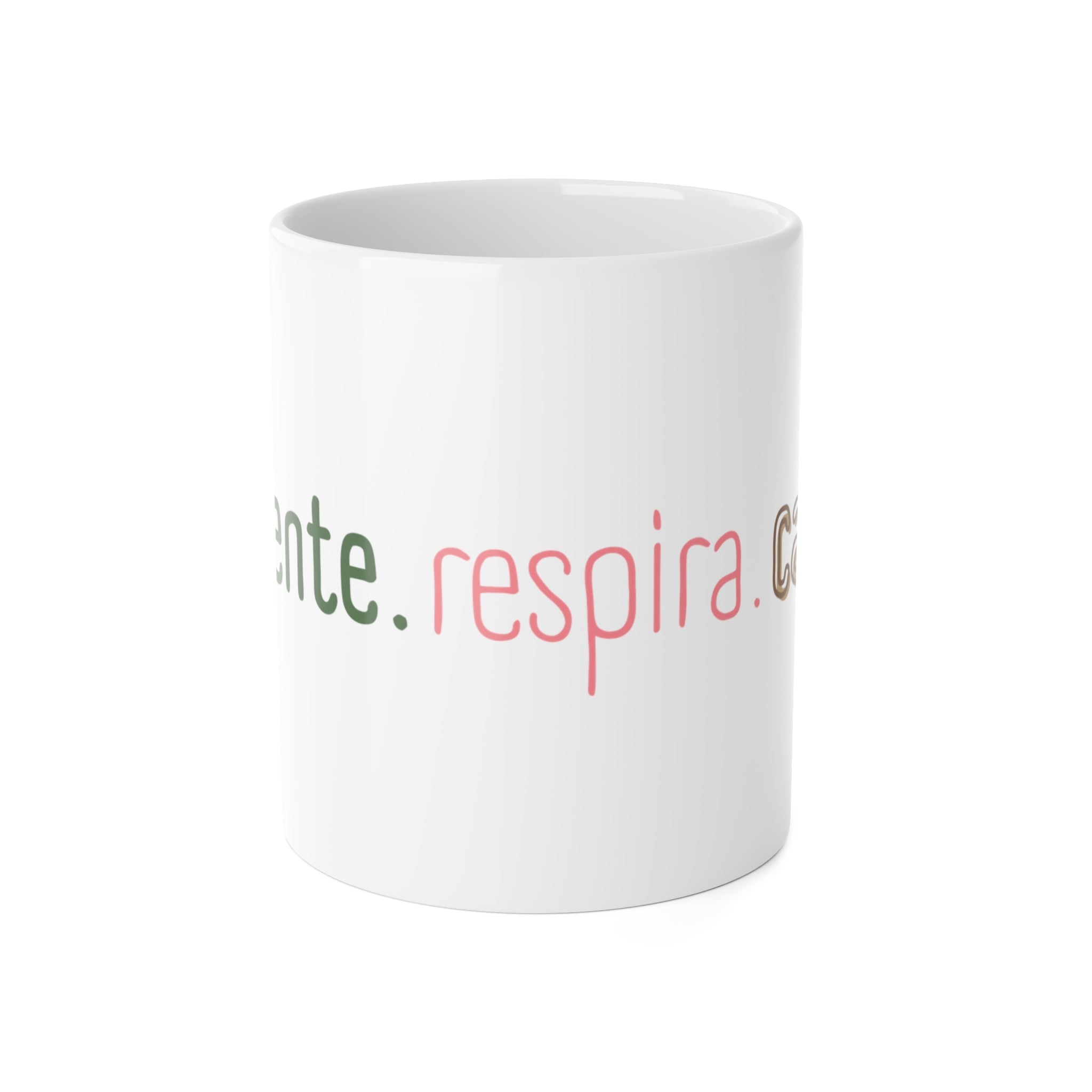 Taza de cerámica Detente. Respira. Café — Spanish Relaxation 11oz Ceramic Mug - Papeles Verdes