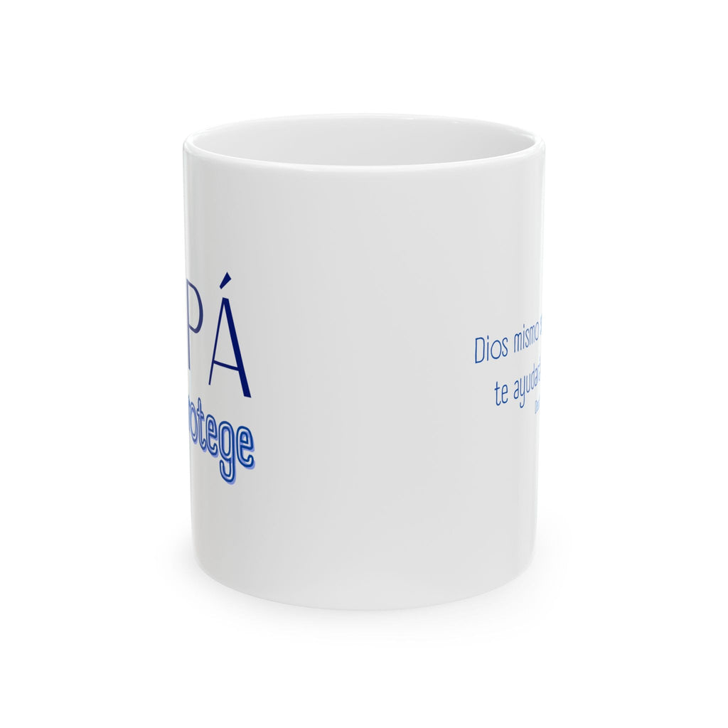 Taza de Cerámica para "PAPA" (letras en azul cobalto) – Regalo religioso para el Día del Padre (11oz/15oz) - Papeles Verdes