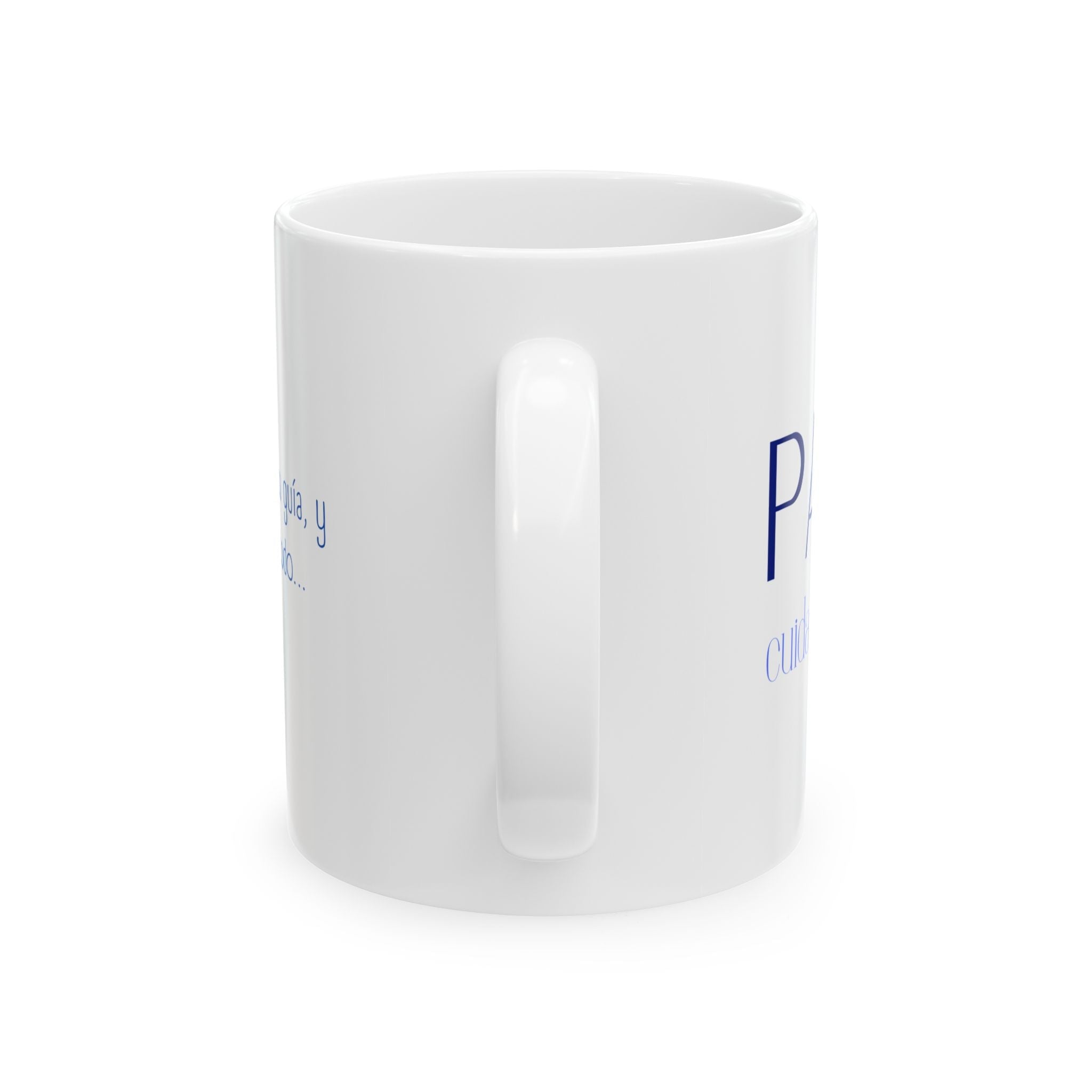 Taza de Cerámica para "PAPA" (letras en azul cobalto) – Regalo religioso para el Día del Padre (11oz/15oz) - Papeles Verdes