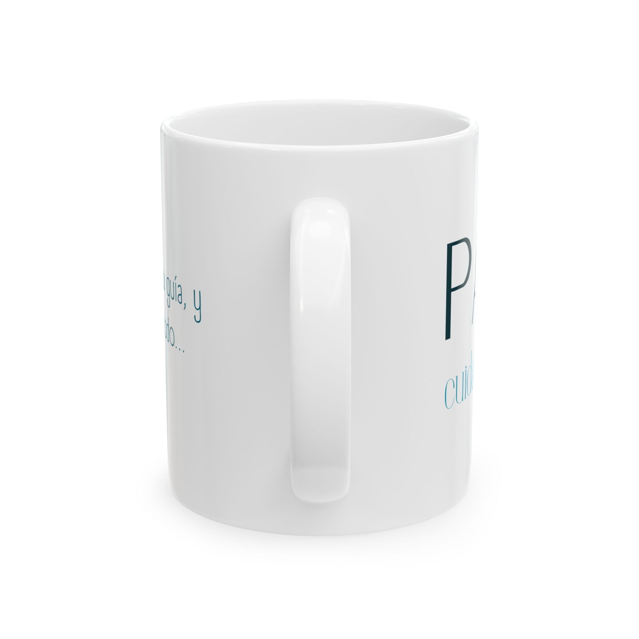 Taza de Cerámica para PAPA (letras en verde azulado) – Regalo religioso para el Día del Padre - Papeles Verdes