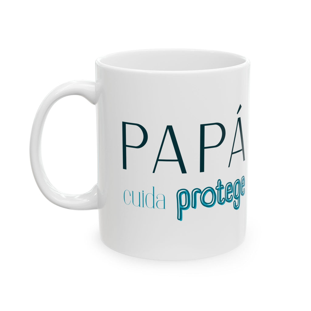 Taza de Cerámica para PAPA (letras en verde azulado) – Regalo religioso para el Día del Padre - Papeles Verdes