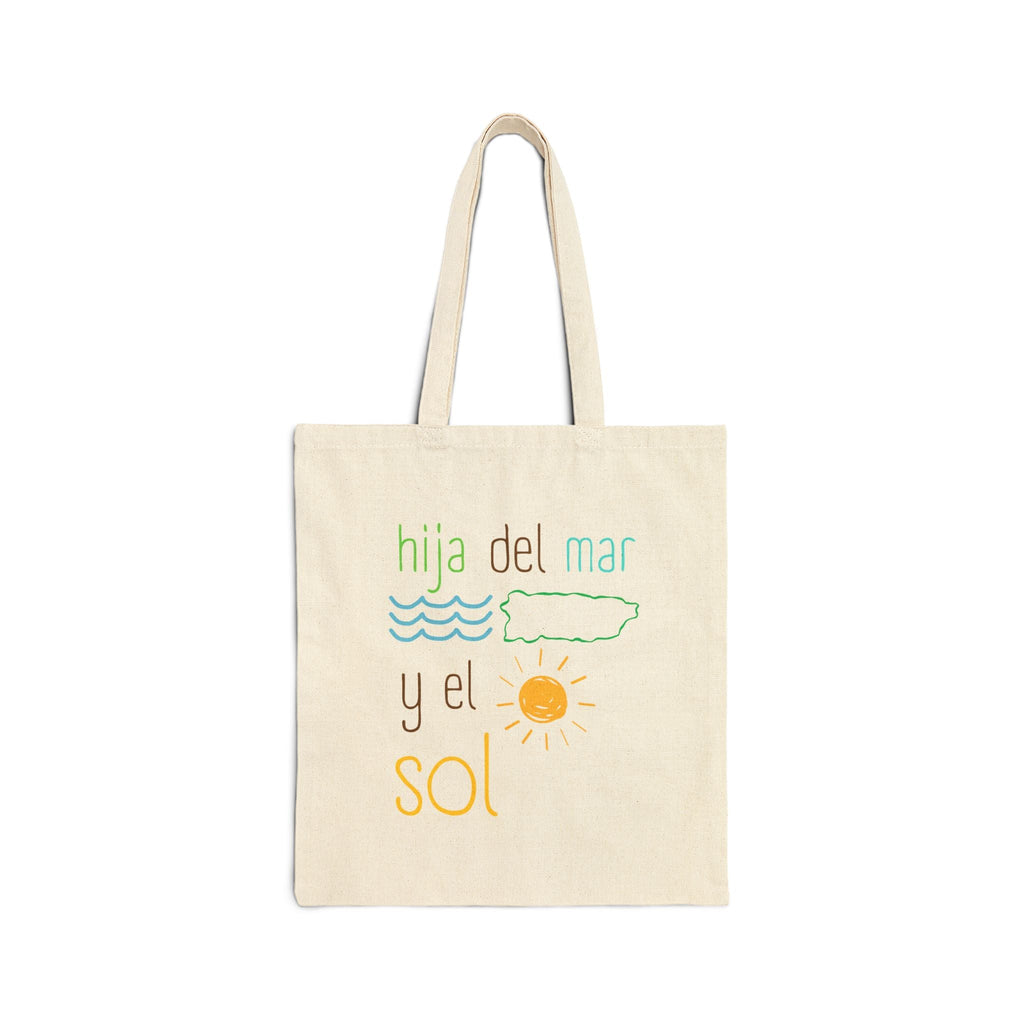 Tote Bag — "Hija del Mar y el Sol" Spanish Beach Tote, Cotton Canvas Market Bag - Papeles Verdes