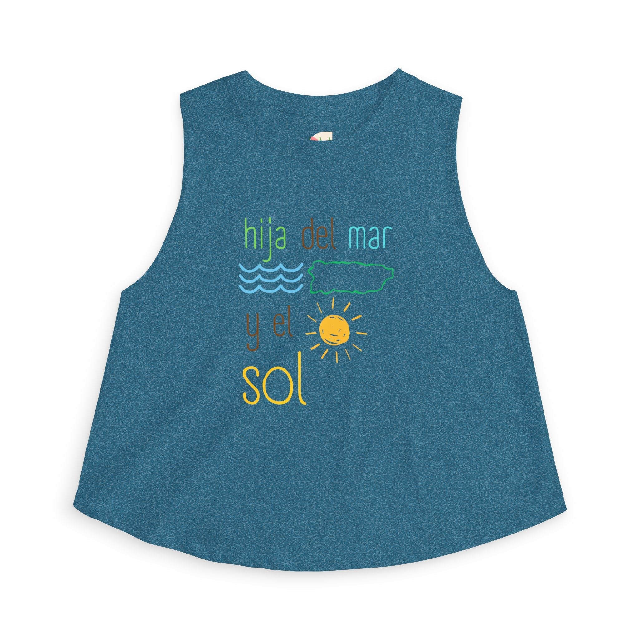 Women's Crop Top — "Hija del Mar y el Sol" Tropical Sun & Waves Tank - Papeles Verdes