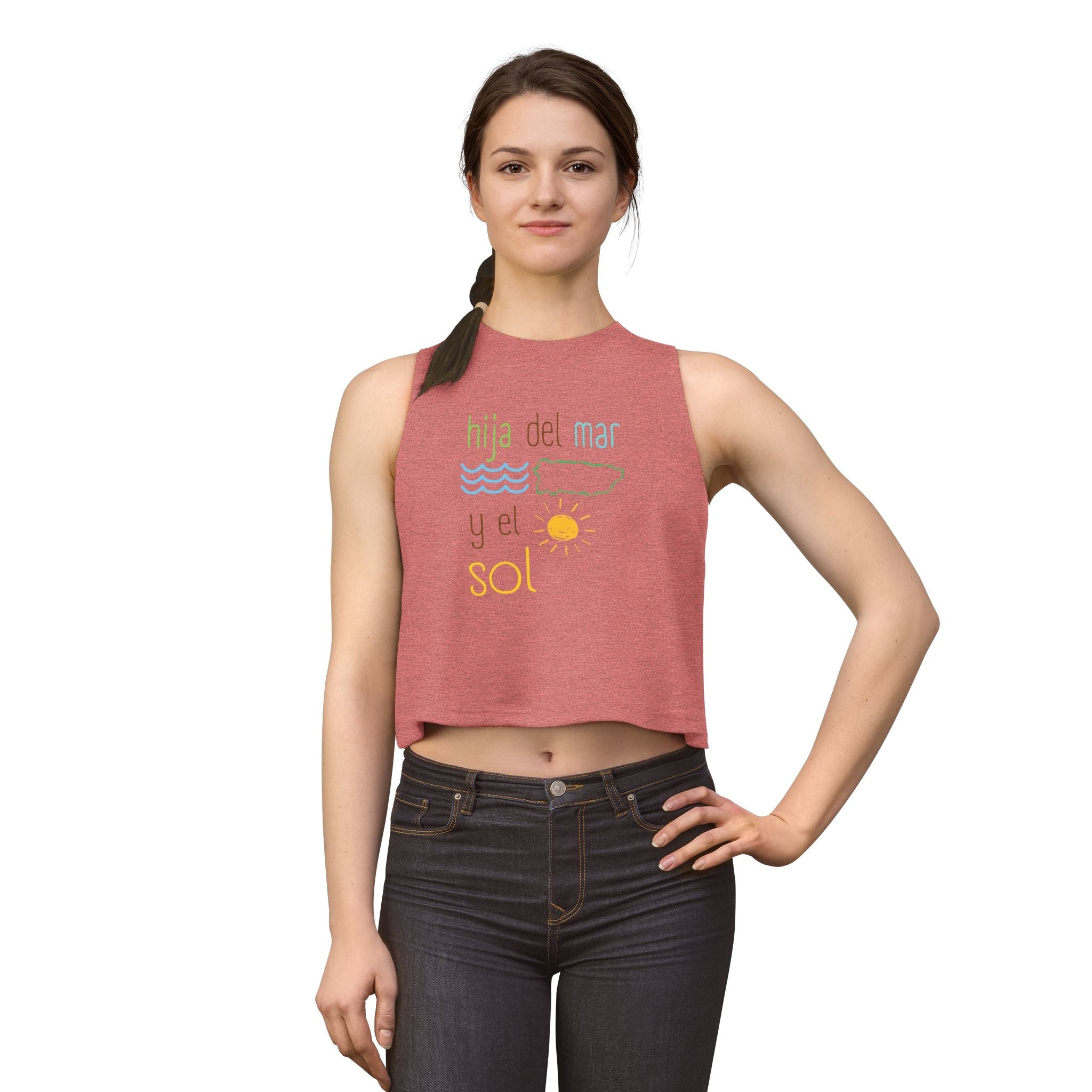 Women's Crop Top — "Hija del Mar y el Sol" Tropical Sun & Waves Tank - Papeles Verdes