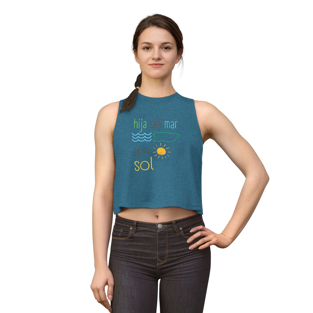 Women's Crop Top — "Hija del Mar y el Sol" Tropical Sun & Waves Tank - Papeles Verdes
