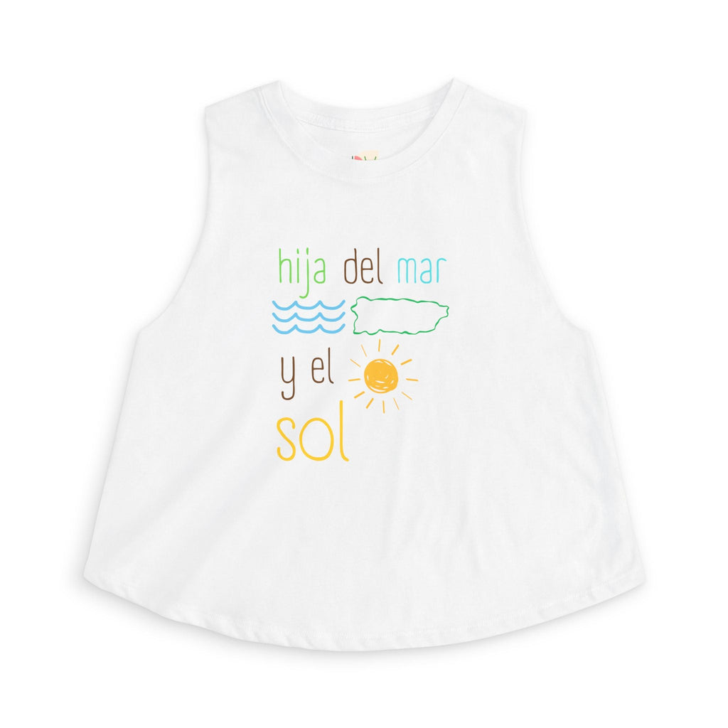 Women's Crop Top — "Hija del Mar y el Sol" Tropical Sun & Waves Tank - Papeles Verdes