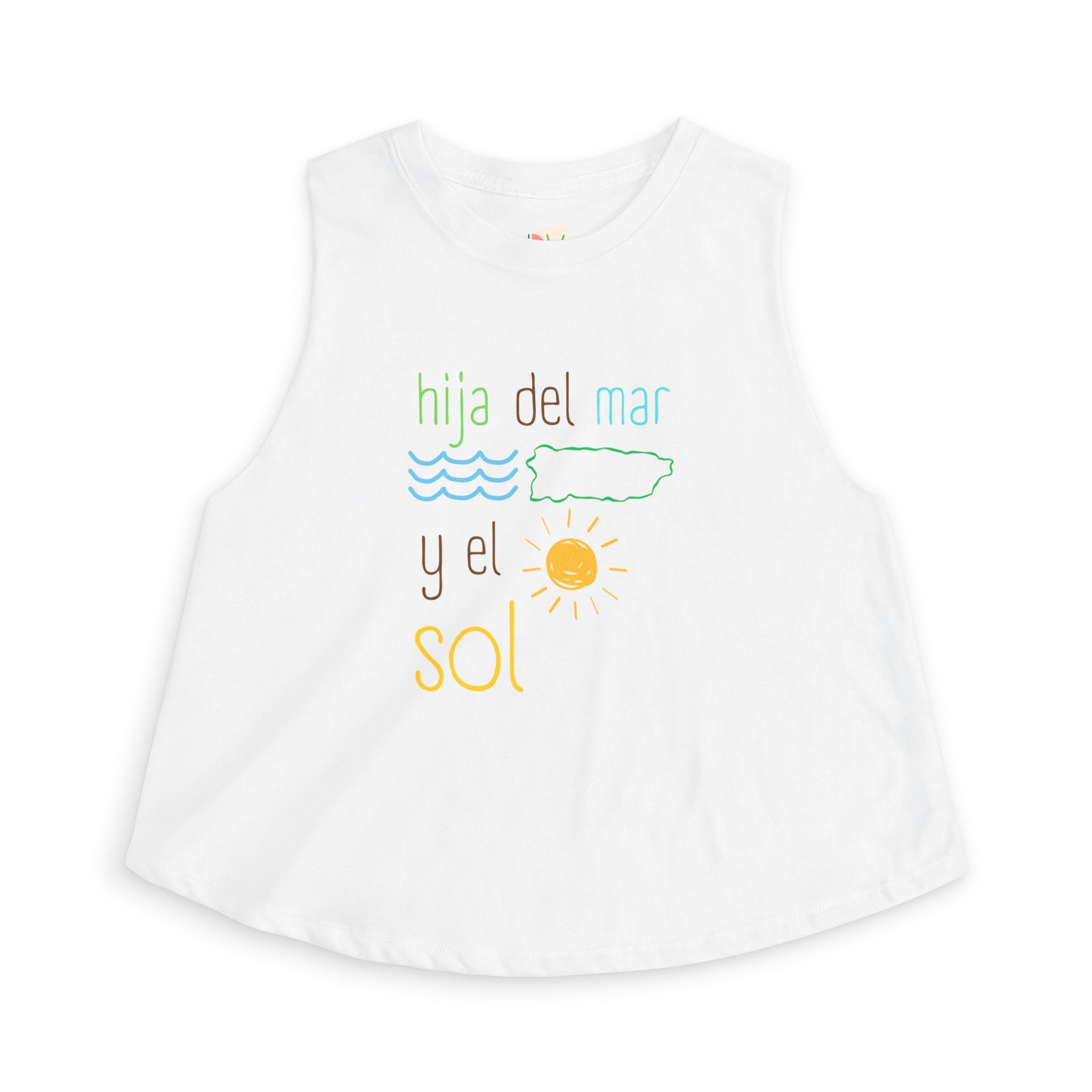 Women's Crop Top — "Hija del Mar y el Sol" Tropical Sun & Waves Tank - Papeles Verdes