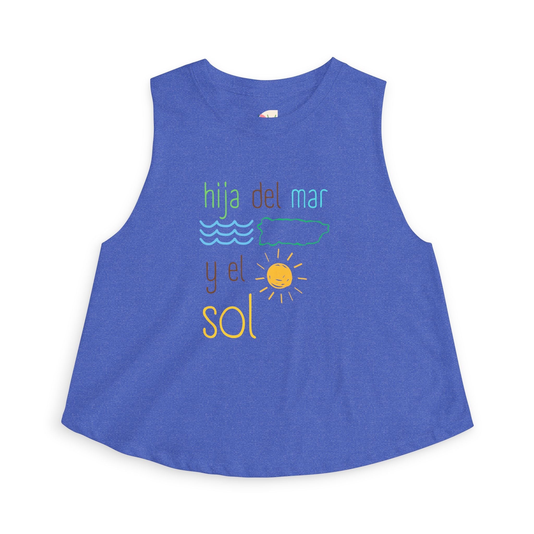 Women's Crop Top — "Hija del Mar y el Sol" Tropical Sun & Waves Tank - Papeles Verdes